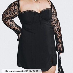 Princess Polly Black Dress with Lace Detail